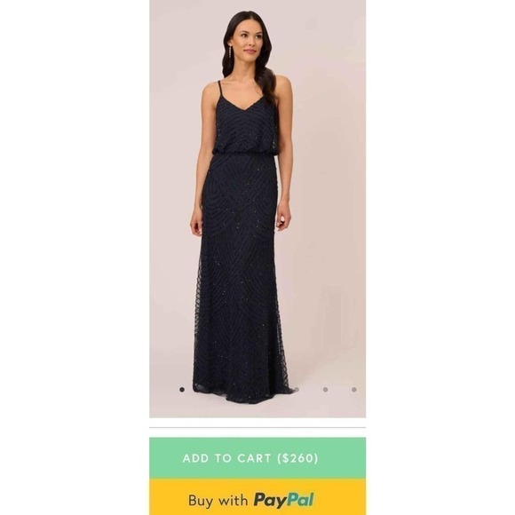 Navy blue beaded formal gown by Adrianna  Papell Size 4 - Picture 1 of 6
